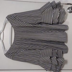 Striped Off-Shoulder Blouse with Ruffle Sleeves